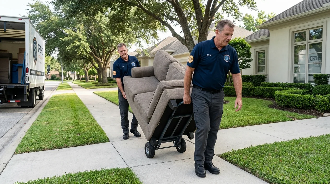 Local residential moving crew loading furniture in Waxhaw, NC